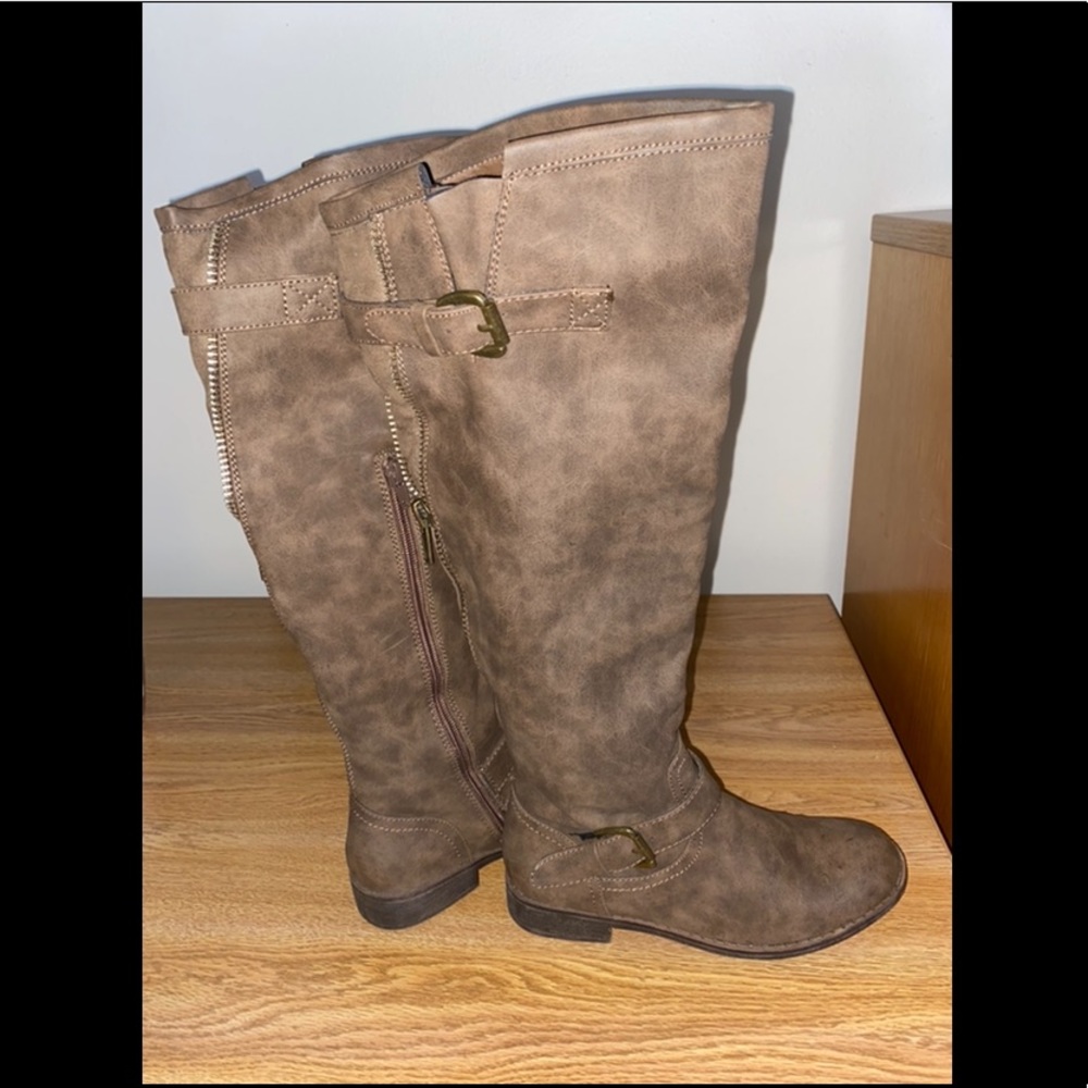 Taupe knee high boots